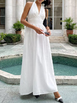 Halter Neck Flowy Maxi Dress - Trendsi - Flyclothing LLC