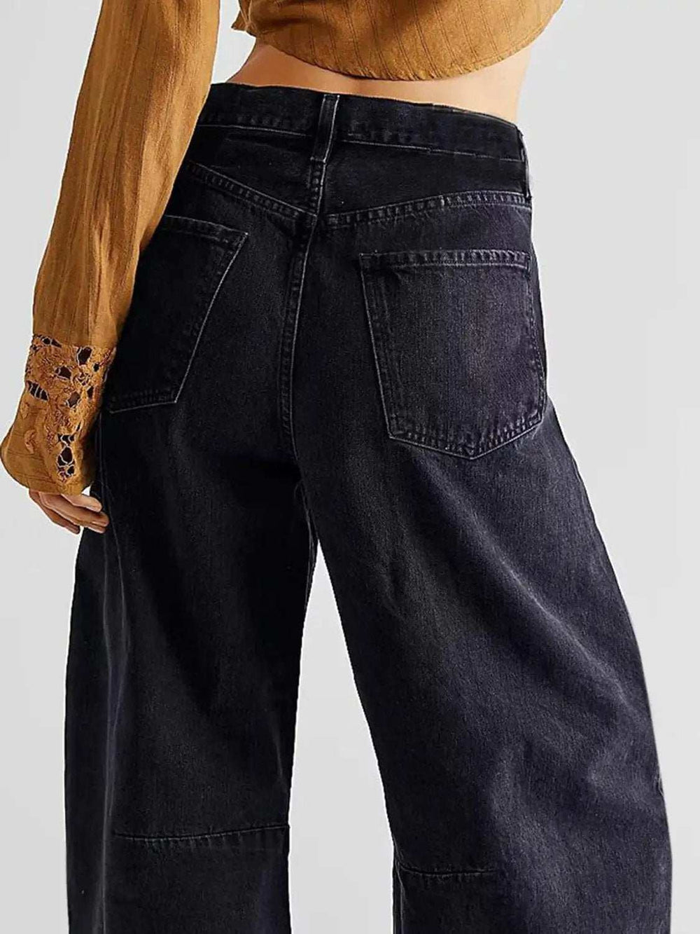 Raw Hem Wide Leg Jeans with Pockets - Trendsi - Flyclothing LLC