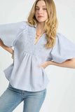 Umgee Smocked Puff Sleeve Blouse - Trendsi - Flyclothing LLC