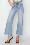 RISEN High Rise Crop Wide Fray Hem Jeans - Trendsi - Flyclothing LLC