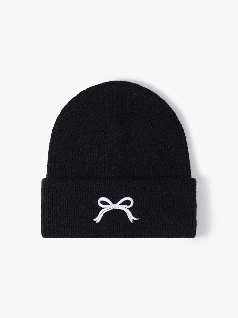 Embroidered Bow Knit Hat - Trendsi - Flyclothing LLC