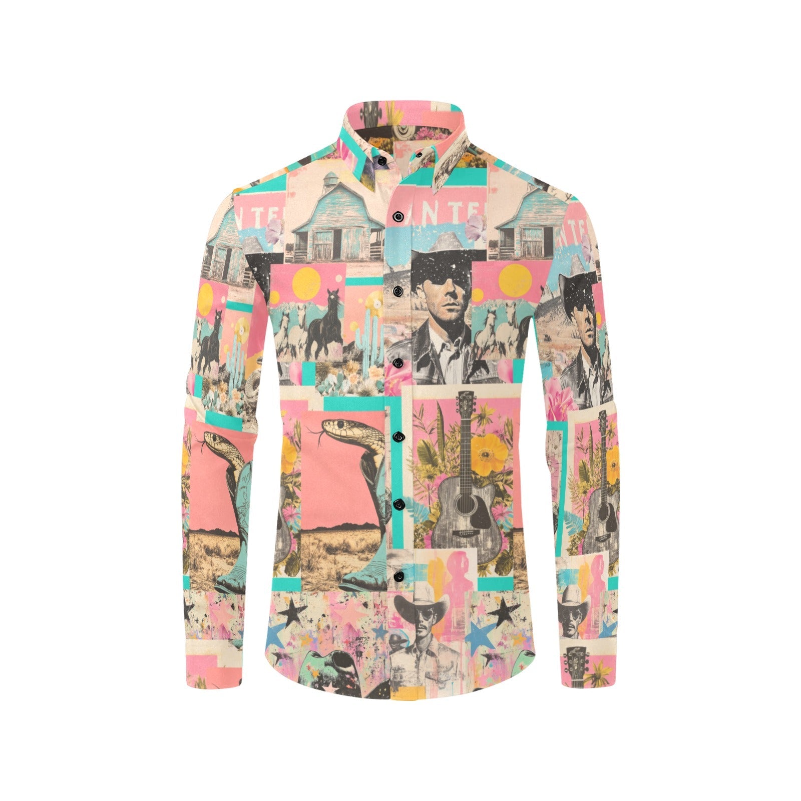 Baha Ranch Pop Western Collage Unisex Button Up Shirt