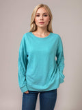 Side Slit Round Neck Long Sleeve T-Shirt - Trendsi - Flyclothing LLC