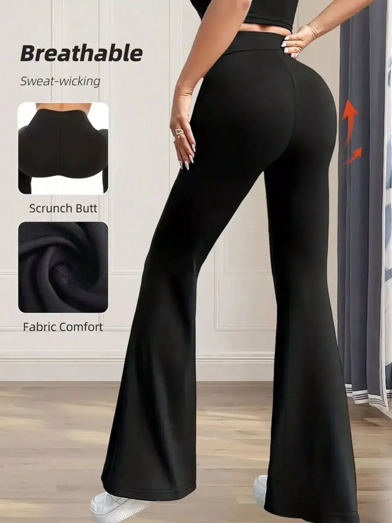High Waist Slim Fit Flare Pants - Trendsi - Flyclothing LLC