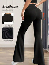 High Waist Slim Fit Flare Pants - Trendsi - Flyclothing LLC