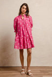BiBi Ribbon Patterns With Scallops Edge Details Short Sleeve Dress - Trendsi - Flyclothing LLC