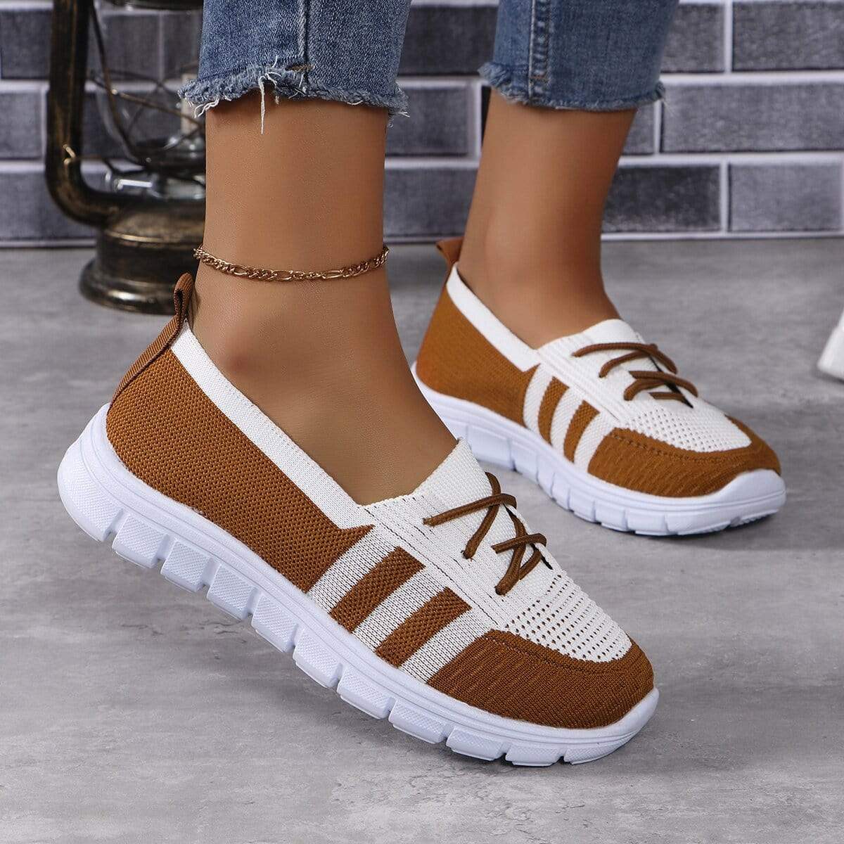 Mesh Contrast Flat Slip-Ons - Trendsi - Flyclothing LLC