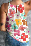 Flower Printed Round Neck Tank - Trendsi