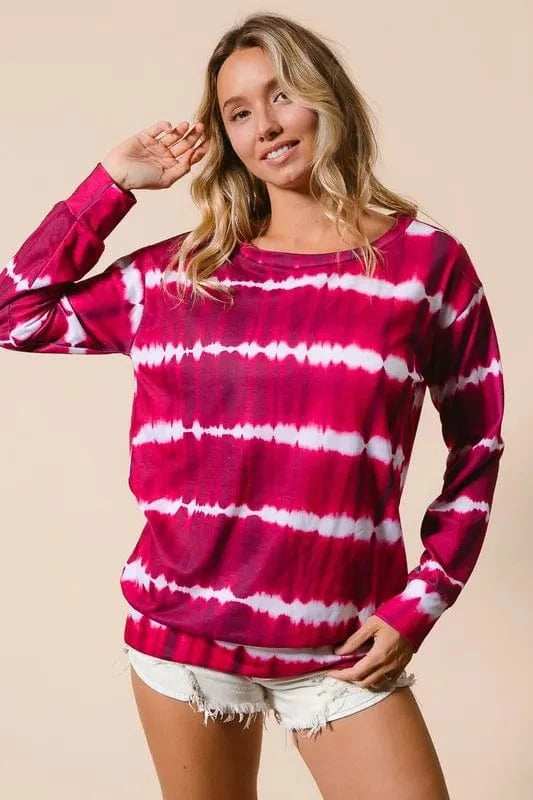 BiBi Tie Dye Print Terry Sweatshirt - Trendsi - Flyclothing LLC