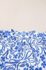 Printed Notched Half Sleeve Blouse - Trendsi - Flyclothing LLC