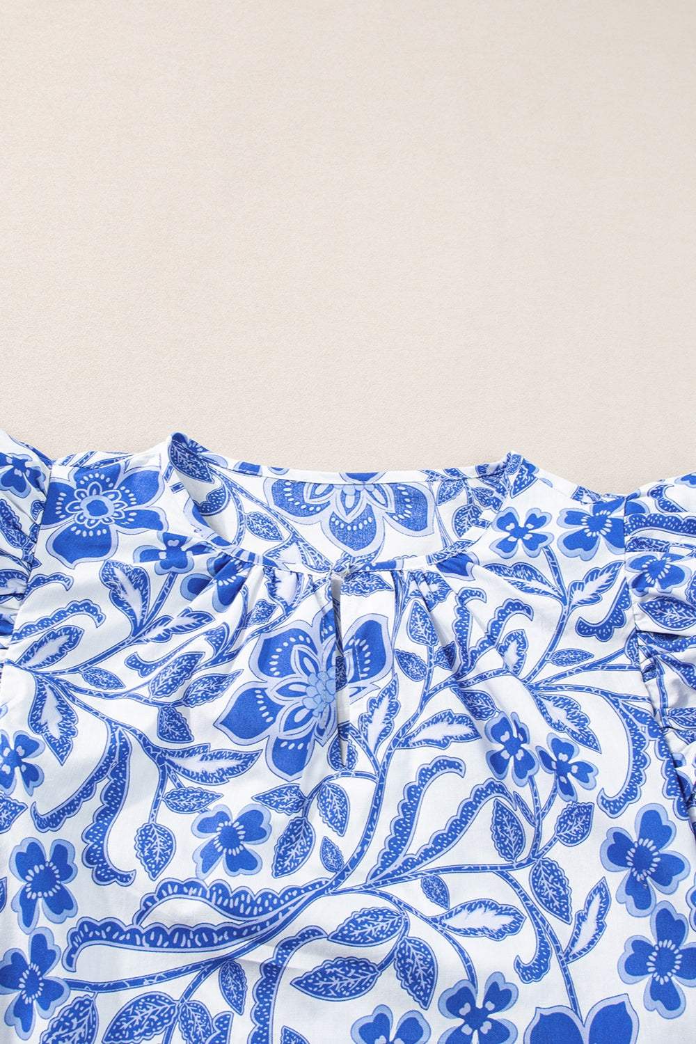 Printed Notched Half Sleeve Blouse - Trendsi - Flyclothing LLC