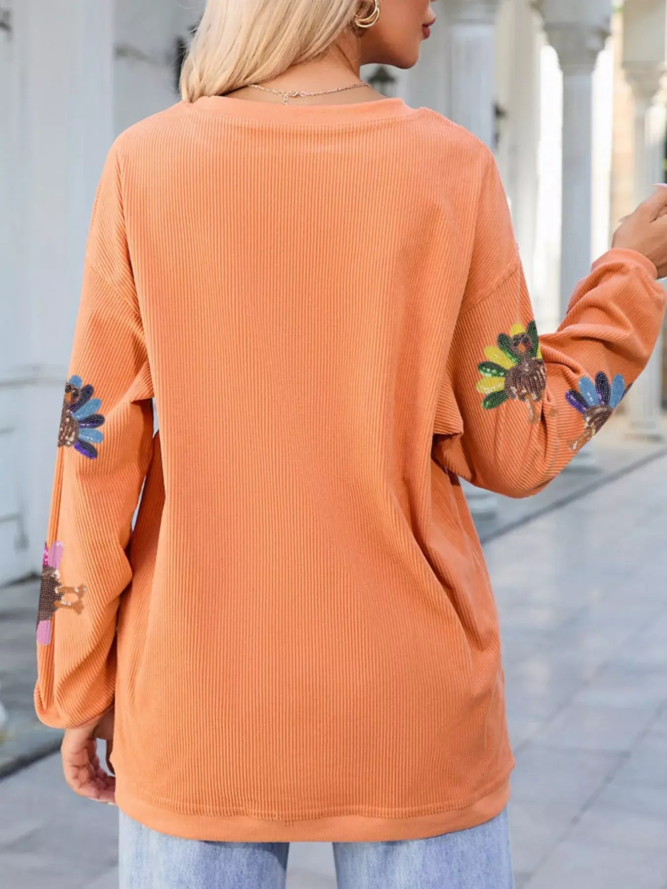 Turkey Graphic Corded Baggy Sweatshirt - Trendsi - Flyclothing LLC