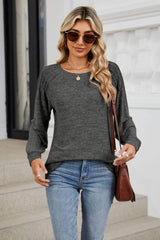 Round Neck Long Sleeve T-Shirt - Trendsi - Flyclothing LLC