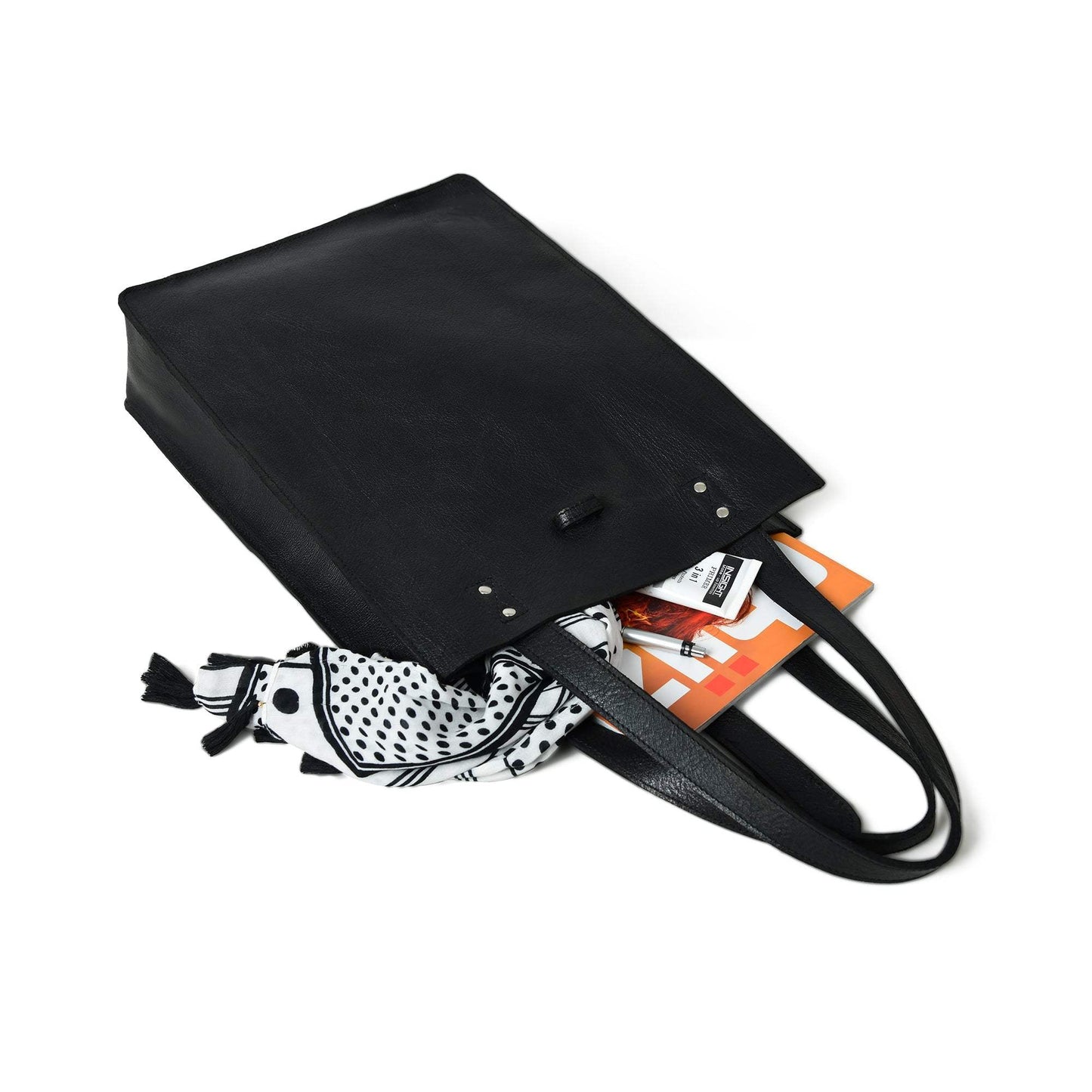 Ebony Elegance Leather Tote - Classy Leather Bags - Flyclothing LLC
