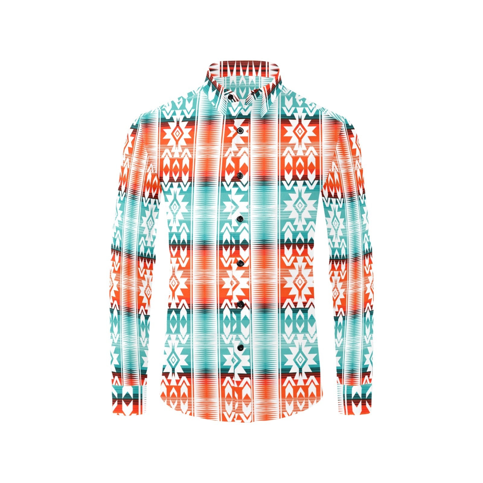 Baha Ranch Turquoise Orange Aztec Unisex Western Button UP Shirt