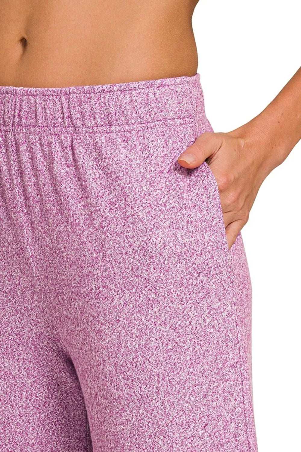 Zenana Soft Melange Short Sleeve Tee & Long Pants Set - Trendsi - Flyclothing LLC