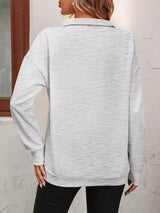 Quarter Zip Dropped Shoulder Sweatshirt - Trendsi - Flyclothing LLC