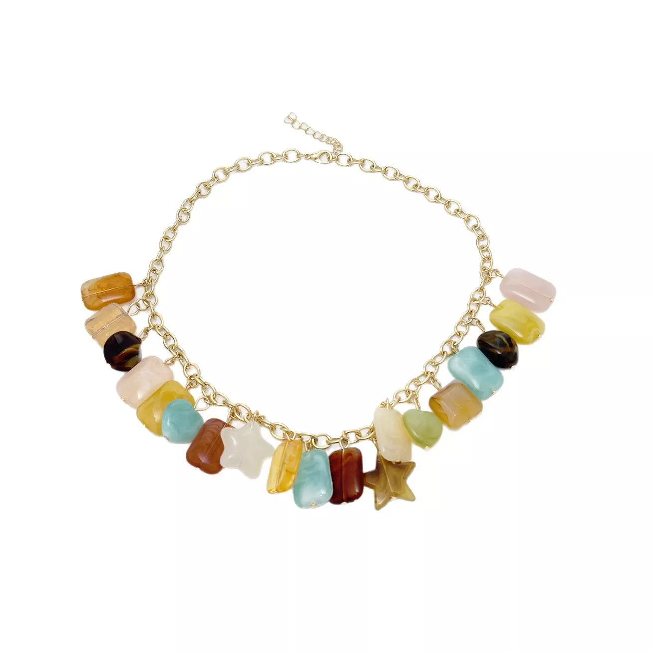 Bohemian Multi-Color Gemstone Charm Necklace - Trendsi - Flyclothing LLC