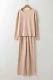 Round Neck Long Sleeve Top and Drawstring Pants Lounge Set - Trendsi - Flyclothing LLC