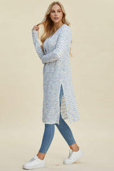 Double Take Full Size Open Front Longline Cardigan - Trendsi - Flyclothing LLC