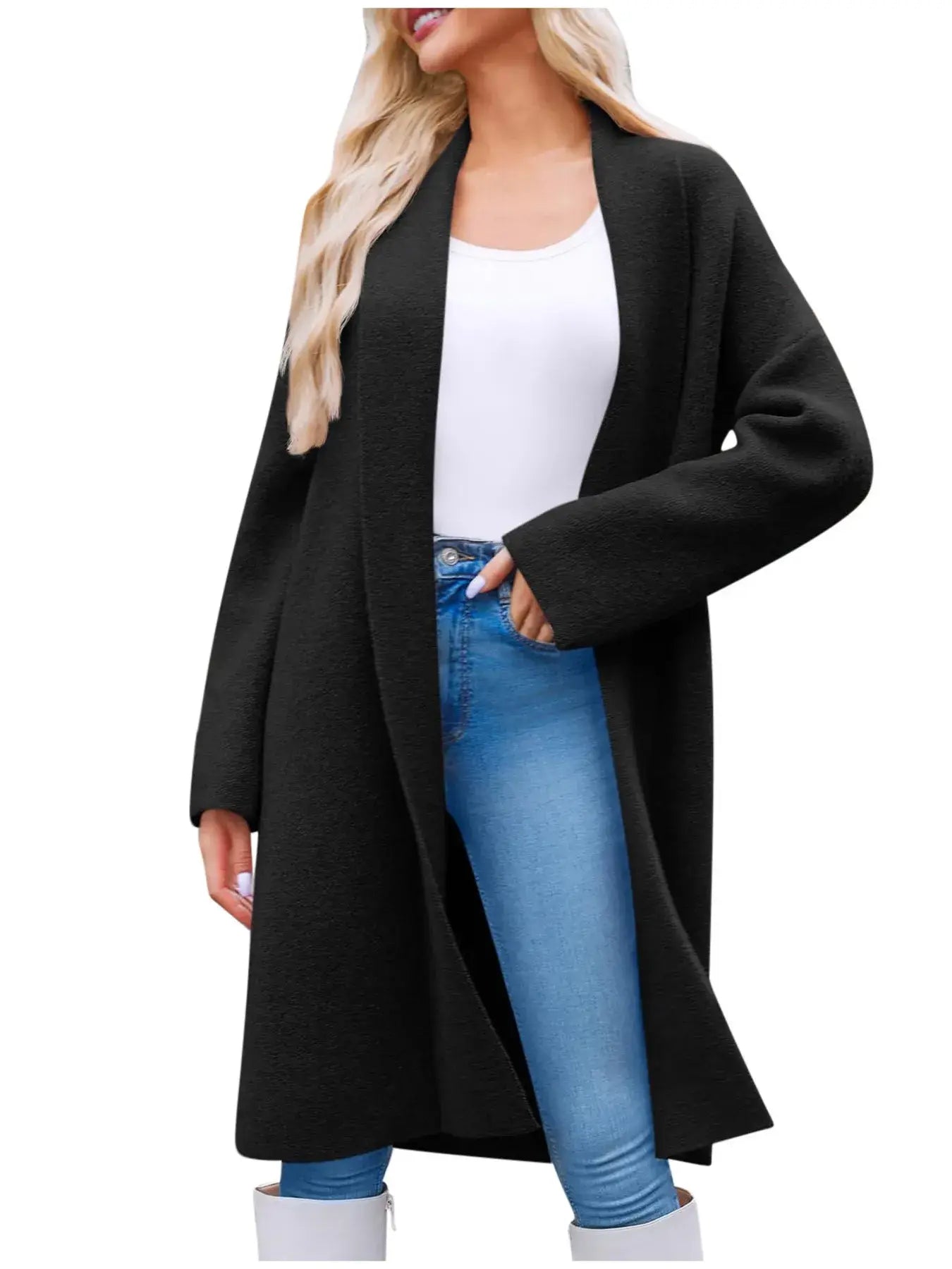 Open Front Longline Coat - Trendsi - Flyclothing LLC
