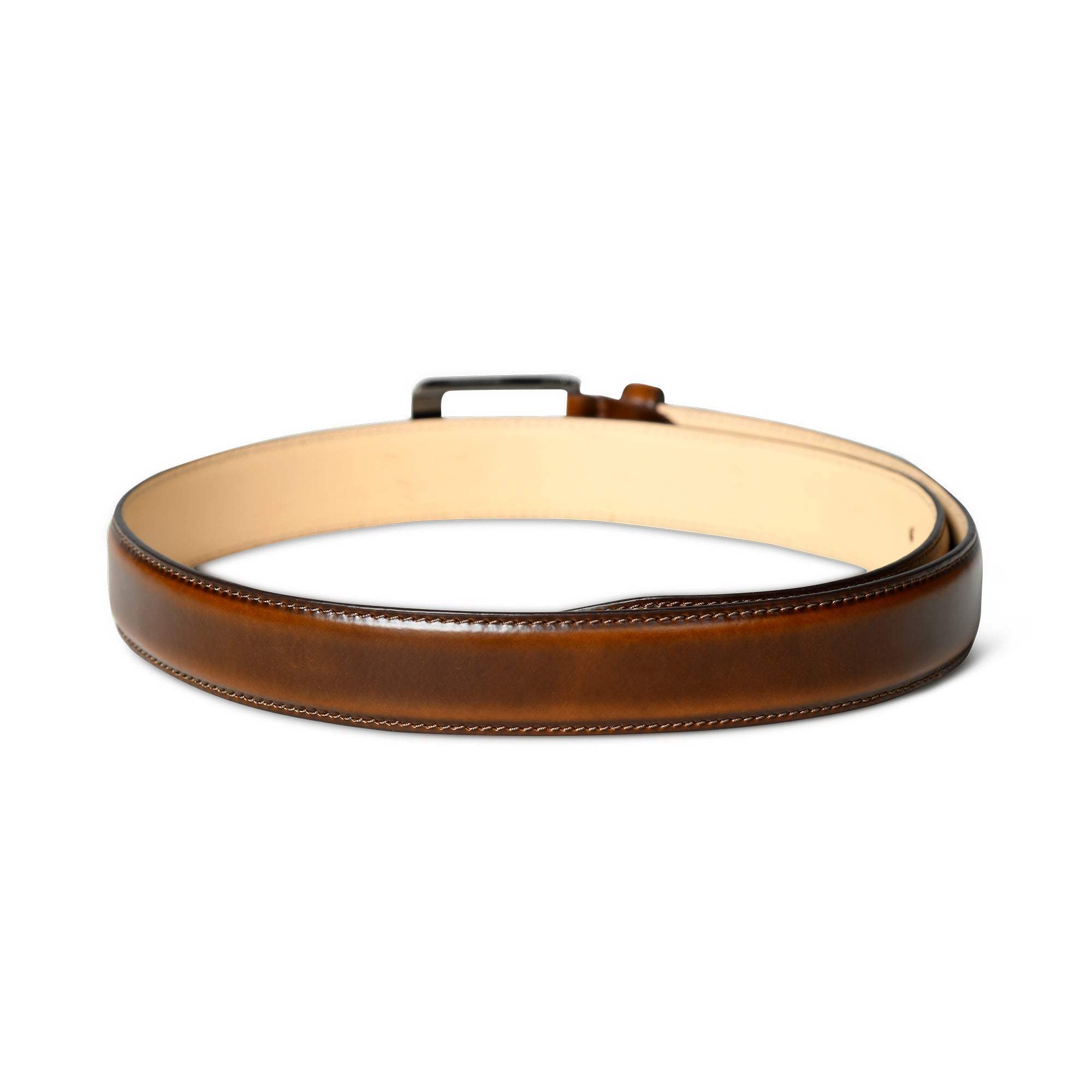 Eclipse Walnut Brown Leather Belt - Classy Leather Bags - Flyclothing LLC