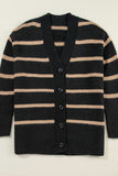 Striped Button Down Long Sleeve Cardigan - Trendsi - Flyclothing LLC