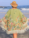 Plus Size Fringe Open Front Cover-Up - Trendsi - Flyclothing LLC