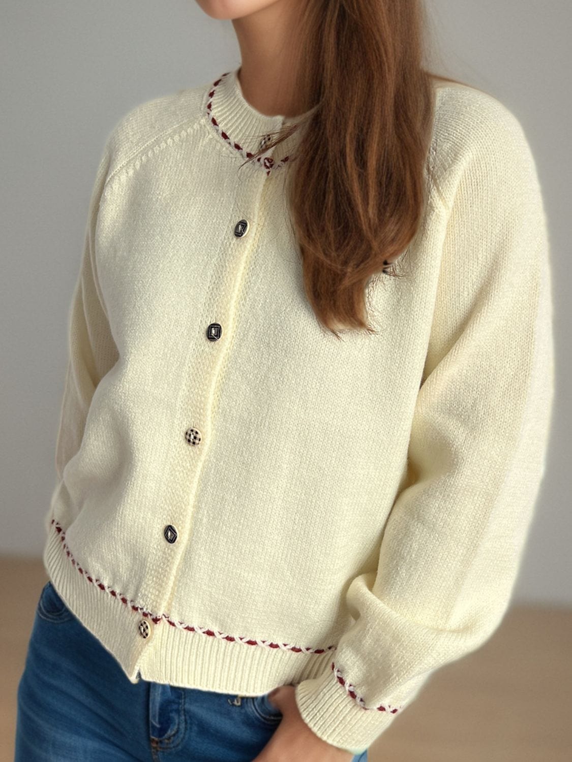 Button Down Long Sleeve Cardigan - Trendsi