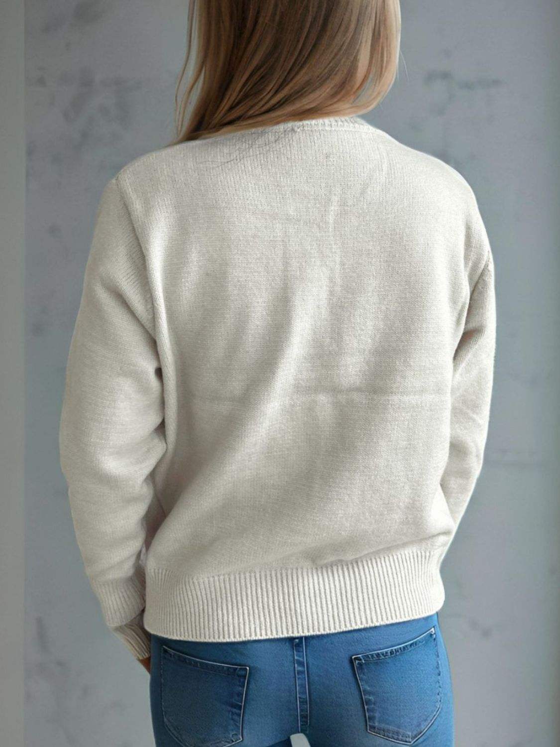 Button Up Round Neck Long Sleeve Cardigan - Trendsi - Flyclothing LLC