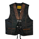 Rockmount Ranch Ware Men's Black Leather Tooled Western Vest with Conchos