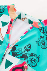 Printed Surplice Half Sleeve Mini Dress - Trendsi - Flyclothing LLC