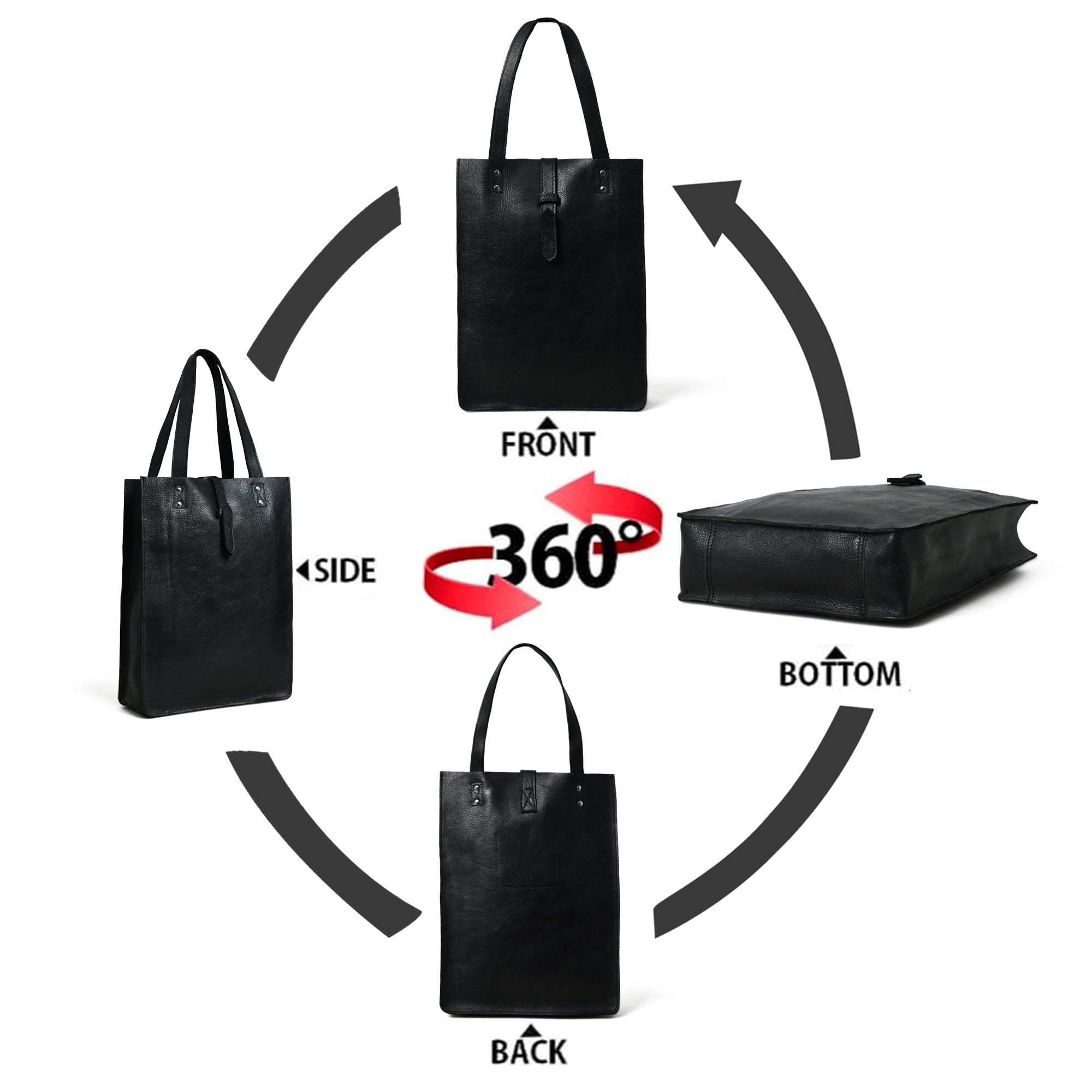 Ebony Elegance Leather Tote - Classy Leather Bags - Flyclothing LLC