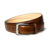 Eclipse Walnut Brown Leather Belt - Classy Leather Bags - Flyclothing LLC