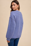 Annie Wear Half Button Ribbed Hem Sweater - Trendsi