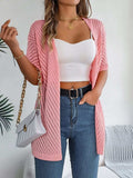 Openwork Open Front Half Sleeve Cardigan - Trendsi - Flyclothing LLC