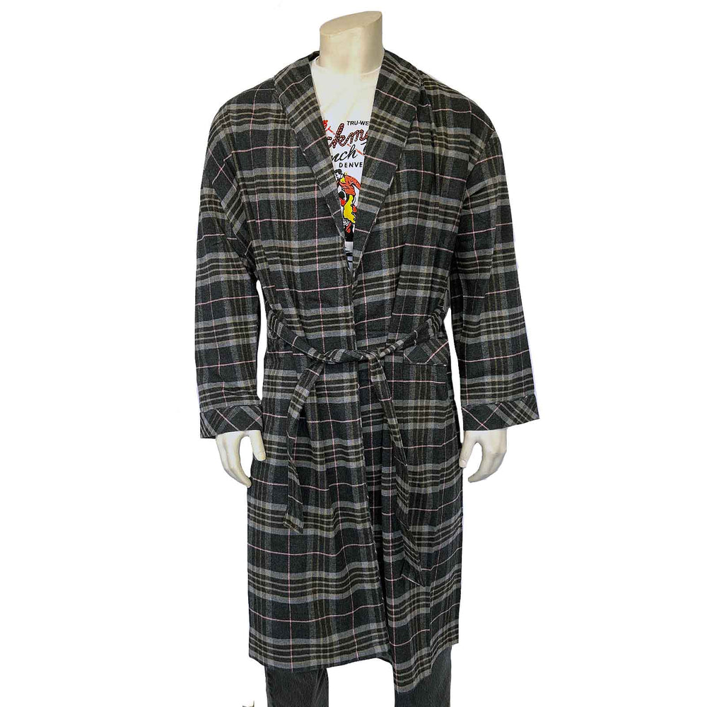 Rockmount Ranch Ware Western Adult Flannel Robe in Charcoal