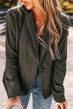 Pocketed Buttoned Long Sleeve Blazer - Trendsi - Flyclothing LLC