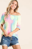 BiBi Tie Dye French Terry Print Top - Trendsi - Flyclothing LLC