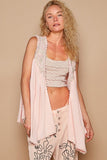 POL Embroidered Pearls Open Front Sleeveless Cardigan - Trendsi