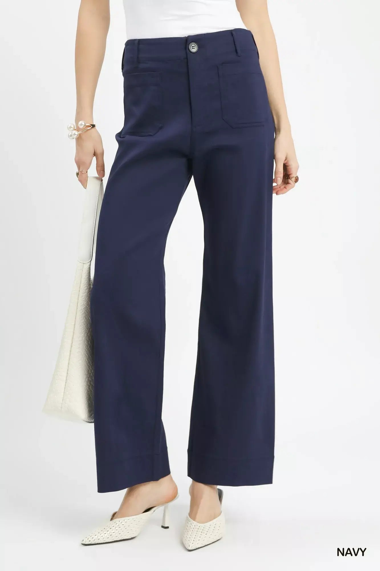 Umgee Button Stretched Pants - Trendsi - Flyclothing LLC