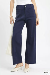 Umgee Button Stretched Pants - Trendsi - Flyclothing LLC