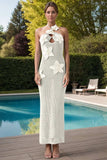 Crochet Flower Halter Neck Knit Dress - Trendsi - Flyclothing LLC