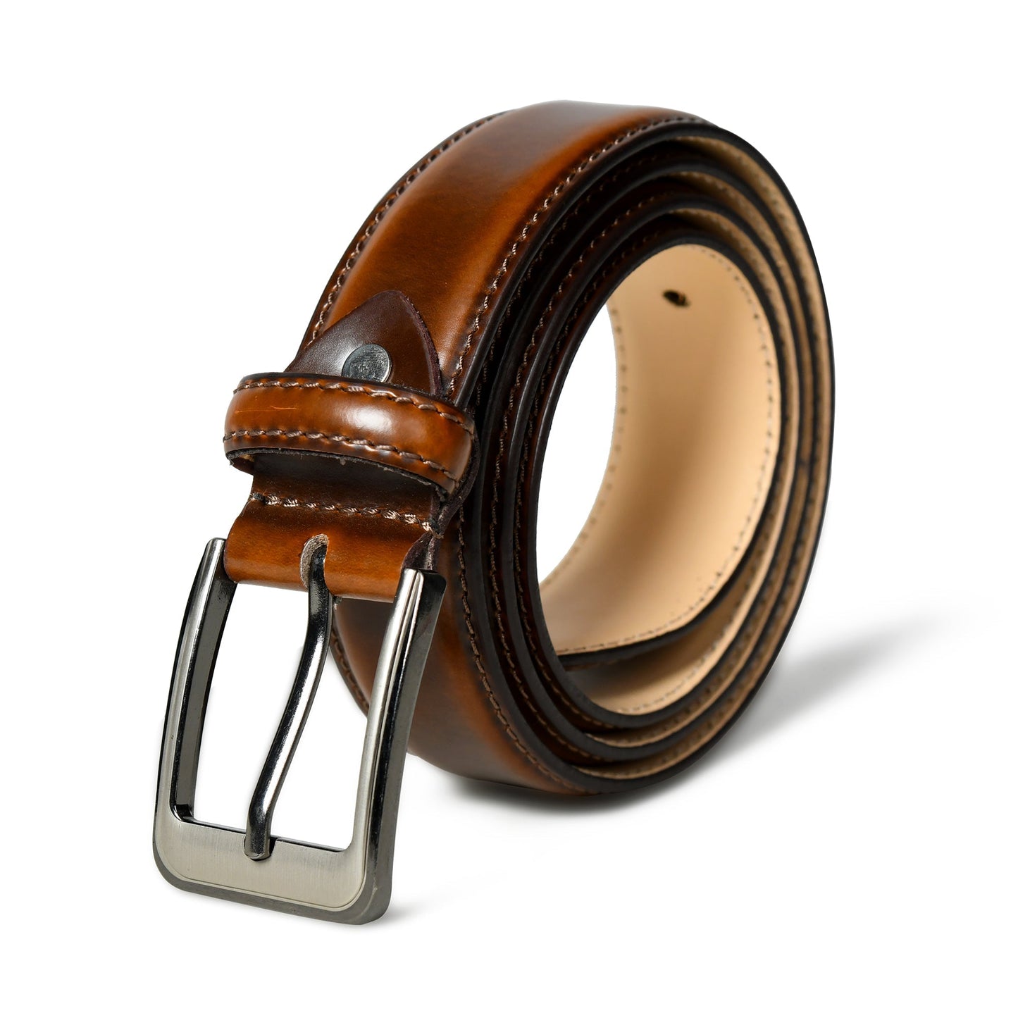 Eclipse Walnut Brown Leather Belt - Classy Leather Bags - Flyclothing LLC