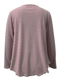 Eyelet Long Sleeve Blouse - Trendsi - Flyclothing LLC