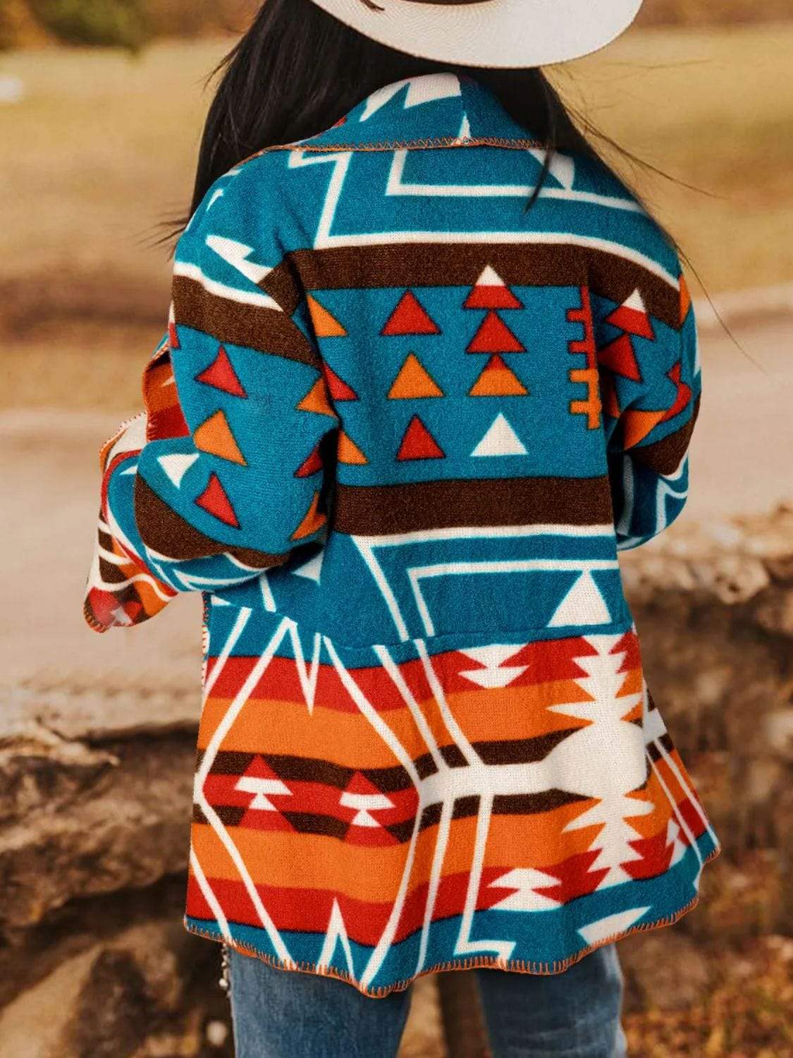 Collared Neck Long Sleeve Jacket - Trendsi - Flyclothing LLC