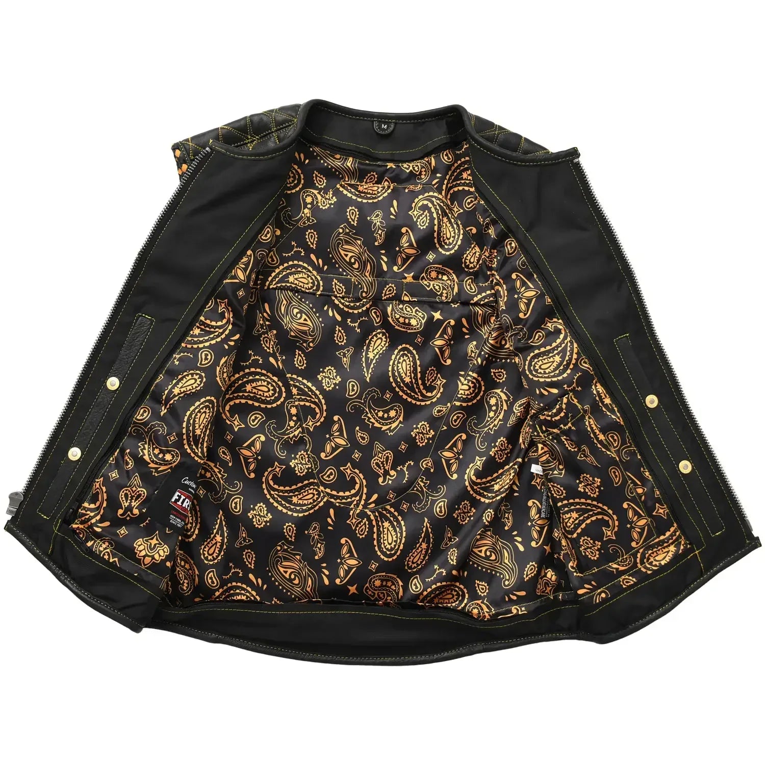 Tactical Emerald Men’s Motorcycle Leather Vest - First Manufacturing Company - Flyclothing LLC