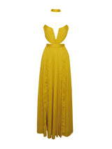 Xella Yellow Pleated Chiffon Maxi Dress - Miss Circle - Flyclothing LLC