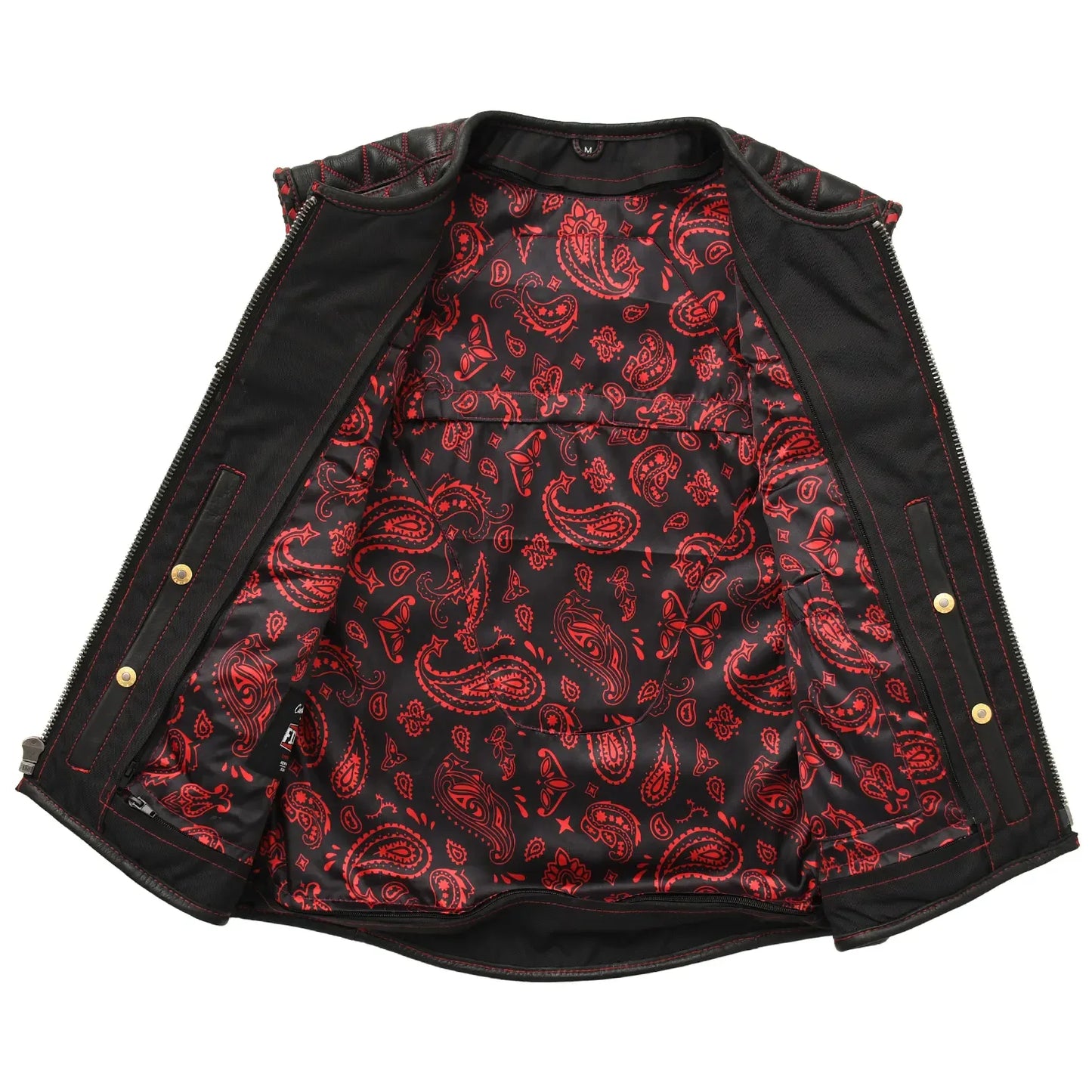 Tactical Emerald Men’s Motorcycle Leather Vest - First Manufacturing Company - Flyclothing LLC