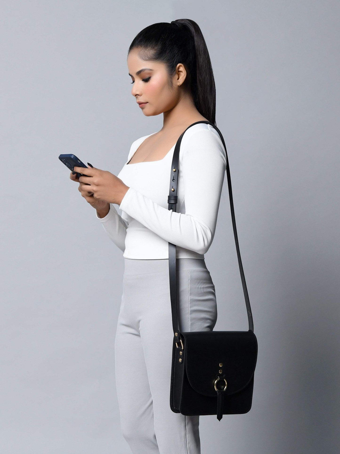 Black Elegance Crossbody Sling Bag - Classy Leather Bags - Flyclothing LLC